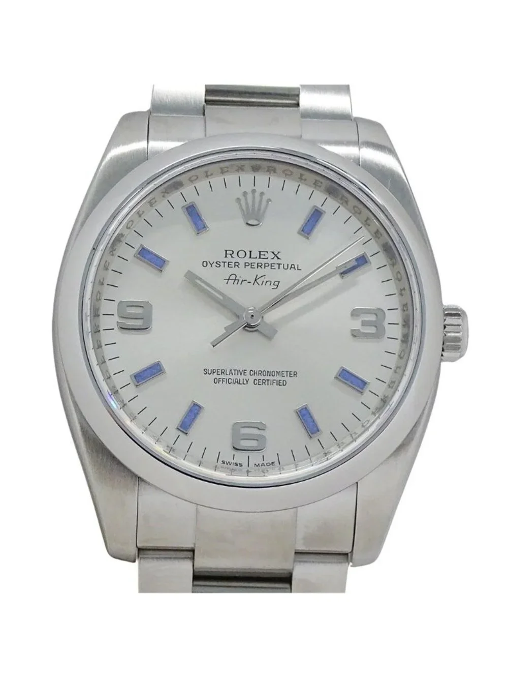 Rolex Air King Number Watch Automatic Winding at Stainless Steel Silver Blue